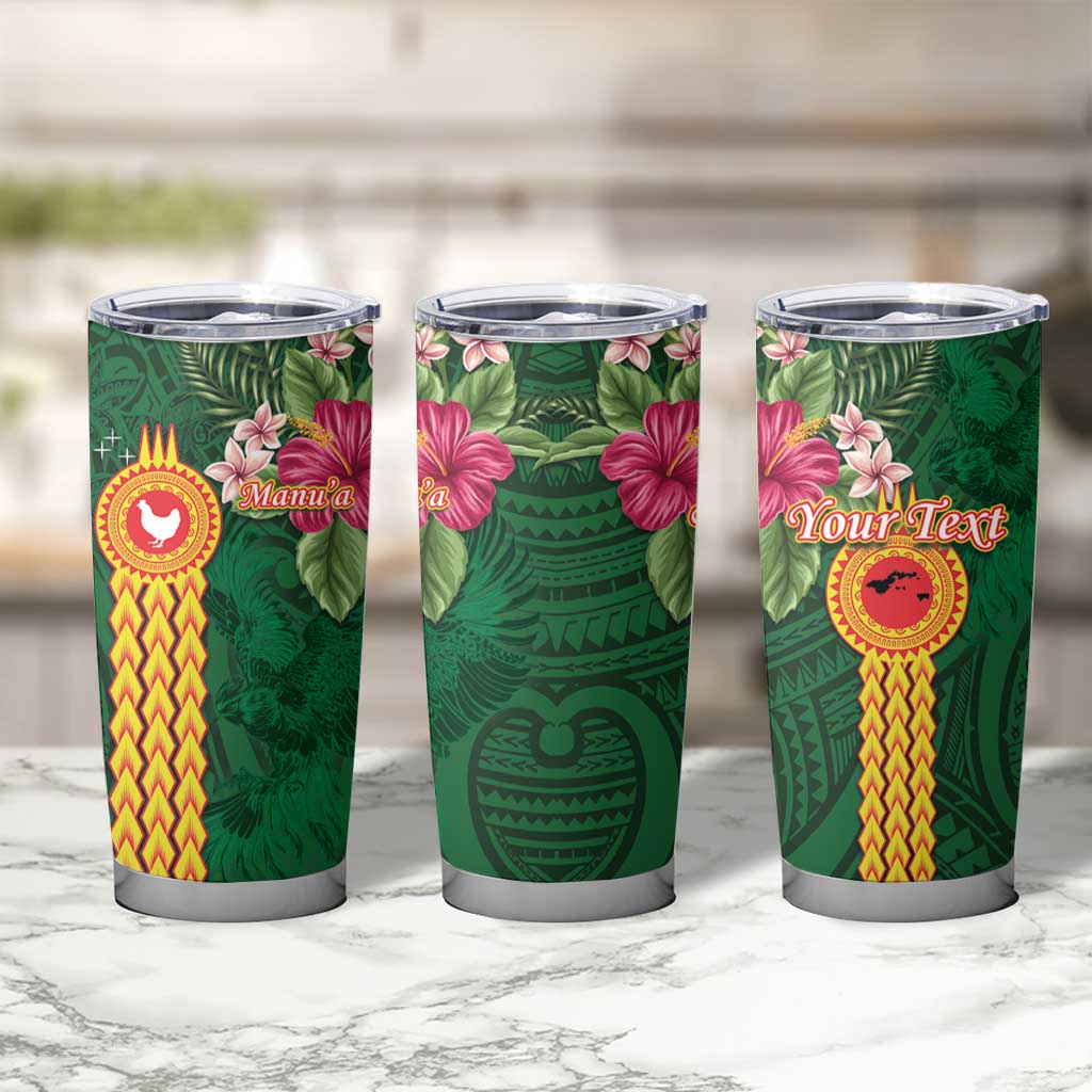 Personalised Manuʻa Tumbler Cup Polynesian Style with Rooster Tattoo and Tropical Plants LT03 - Polynesian Pride