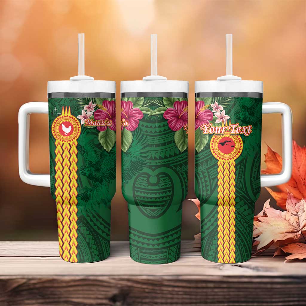 Personalised Manuʻa Tumbler With Handle Polynesian Style with Rooster Tattoo and Tropical Plants LT03 - Polynesian Pride