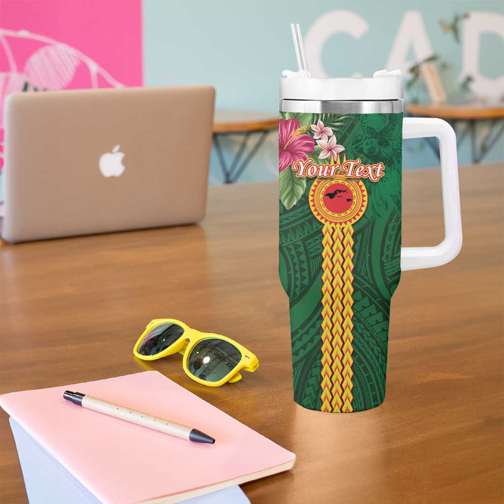 Personalised Manuʻa Tumbler With Handle Polynesian Style with Rooster Tattoo and Tropical Plants LT03 - Polynesian Pride