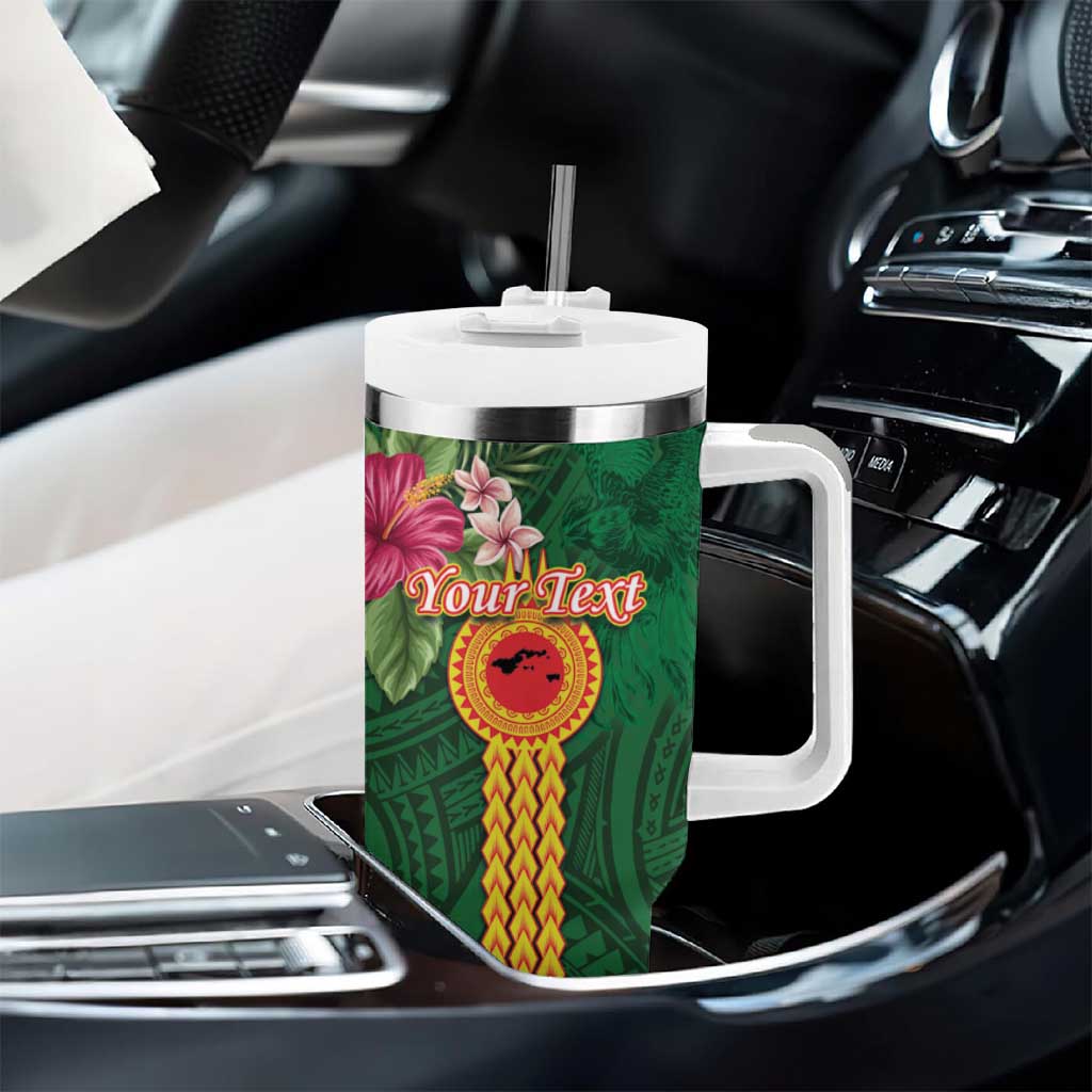 Personalised Manuʻa Tumbler With Handle Polynesian Style with Rooster Tattoo and Tropical Plants LT03 - Polynesian Pride