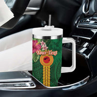 Personalised Manuʻa Tumbler With Handle Polynesian Style with Rooster Tattoo and Tropical Plants LT03 - Polynesian Pride