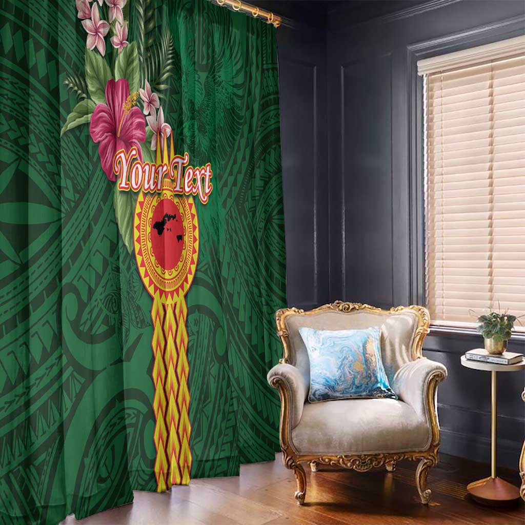 Personalised Manuʻa Islands Window Curtain Polynesian Style with Rooster Tattoo and Tropical Plants LT03 - Polynesian Pride