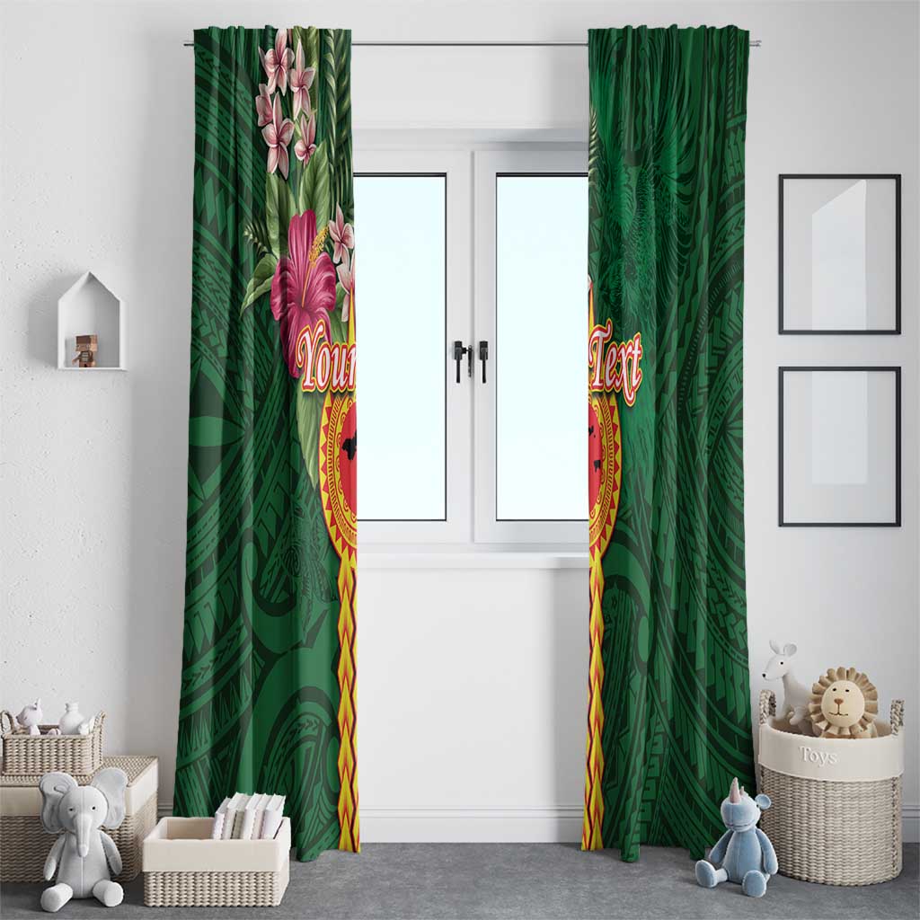 Personalised Manuʻa Islands Window Curtain Polynesian Style with Rooster Tattoo and Tropical Plants LT03 - Polynesian Pride