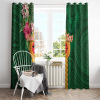 Personalised Manuʻa Islands Window Curtain Polynesian Style with Rooster Tattoo and Tropical Plants LT03 - Polynesian Pride