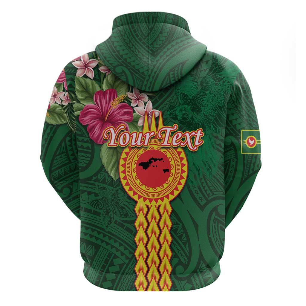 Manuʻa Islands Zip Hoodie Polynesian Style with Rooster Tattoo and Tropical Plants