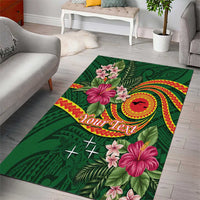 Manuʻa Islands Area Rug Polynesian Art Tattoo Style and Tropical Plants