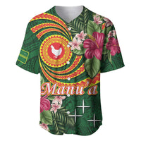 Manuʻa Islands Baseball Jersey Polynesian Art Tattoo Style and Tropical Plants