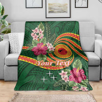 Personalised Manuʻa Islands Blanket Polynesian Art Tattoo Style and Tropical Plants LT03 - Polynesian Pride