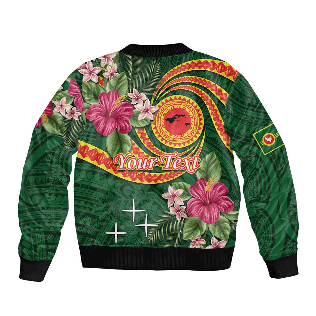 Manuʻa Islands Bomber Jacket Polynesian Art Tattoo Style and Tropical Plants