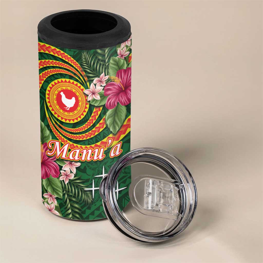 Personalised Manuʻa 4 in 1 Can Cooler Tumbler Polynesian Art Tattoo Style and Tropical Plants LT03 - Polynesian Pride