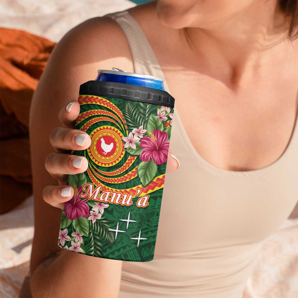 Personalised Manuʻa 4 in 1 Can Cooler Tumbler Polynesian Art Tattoo Style and Tropical Plants LT03 - Polynesian Pride