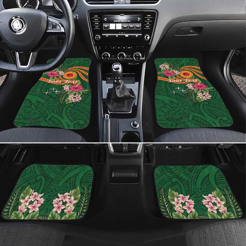Personalised Manuʻa Islands Car Mats Polynesian Art Tattoo Style and Tropical Plants LT03 Set 4pcs Green - Polynesian Pride
