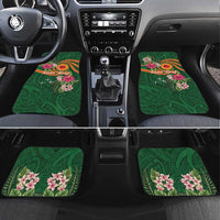 Personalised Manuʻa Islands Car Mats Polynesian Art Tattoo Style and Tropical Plants LT03 Set 4pcs Green - Polynesian Pride