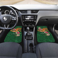 Personalised Manuʻa Islands Car Mats Polynesian Art Tattoo Style and Tropical Plants LT03 Set 2pcs - Front Green - Polynesian Pride