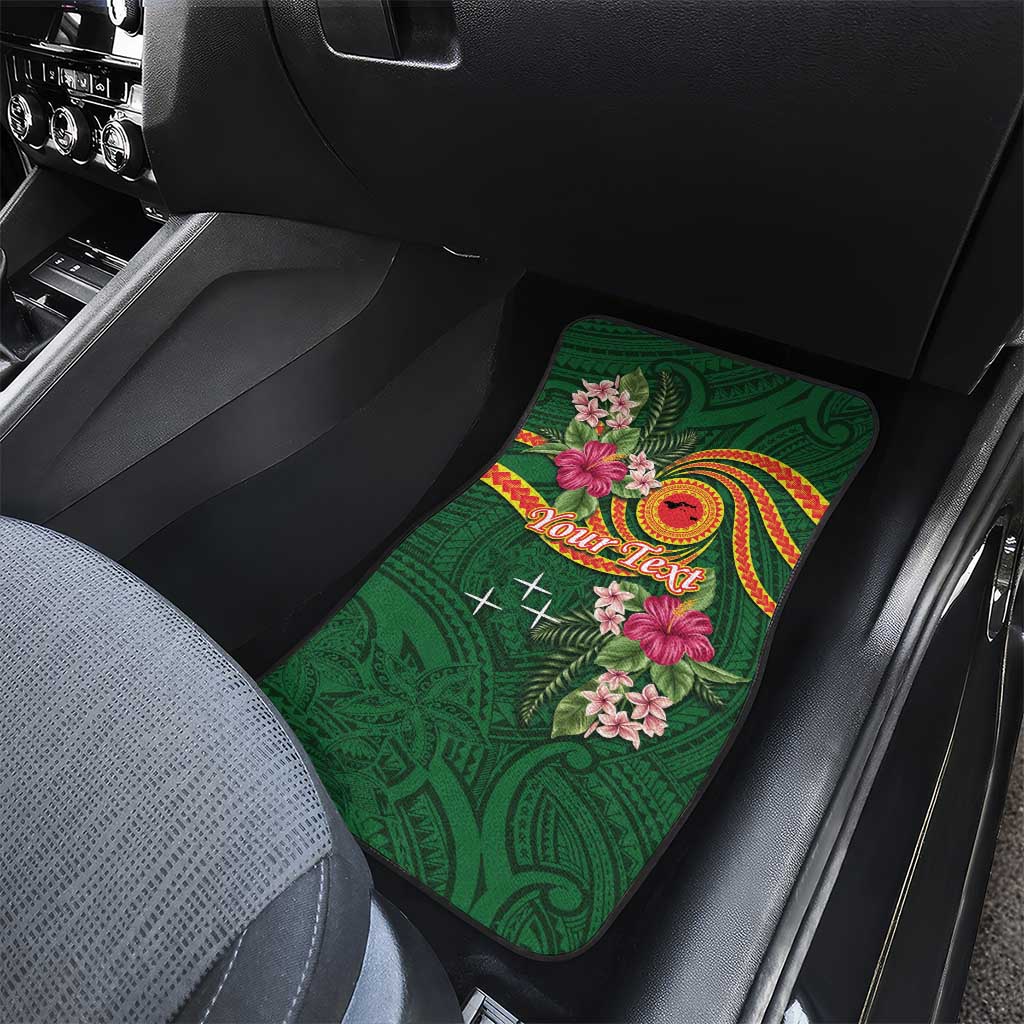 Personalised Manuʻa Islands Car Mats Polynesian Art Tattoo Style and Tropical Plants LT03 - Polynesian Pride