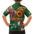 Manuʻa Islands Family Matching Off Shoulder Maxi Dress and Hawaiian Shirt Polynesian Art Tattoo Style and Tropical Plants