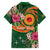 Manuʻa Islands Family Matching Off Shoulder Maxi Dress and Hawaiian Shirt Polynesian Art Tattoo Style and Tropical Plants