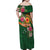 Manuʻa Islands Family Matching Off Shoulder Maxi Dress and Hawaiian Shirt Polynesian Art Tattoo Style and Tropical Plants
