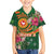Manuʻa Islands Family Matching Off Shoulder Maxi Dress and Hawaiian Shirt Polynesian Art Tattoo Style and Tropical Plants