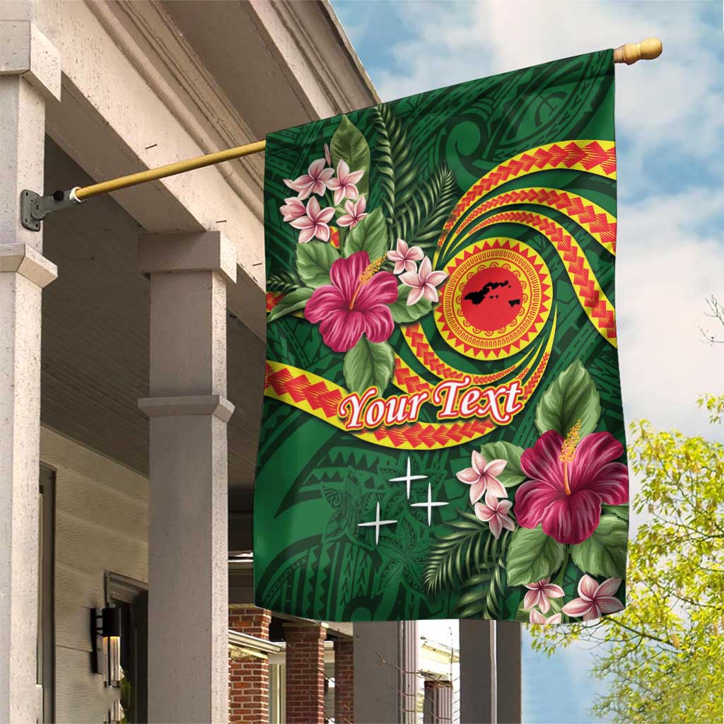 Personalised Manuʻa Islands Garden Flag Polynesian Art Tattoo Style and Tropical Plants LT03 House Flag Green - Polynesian Pride