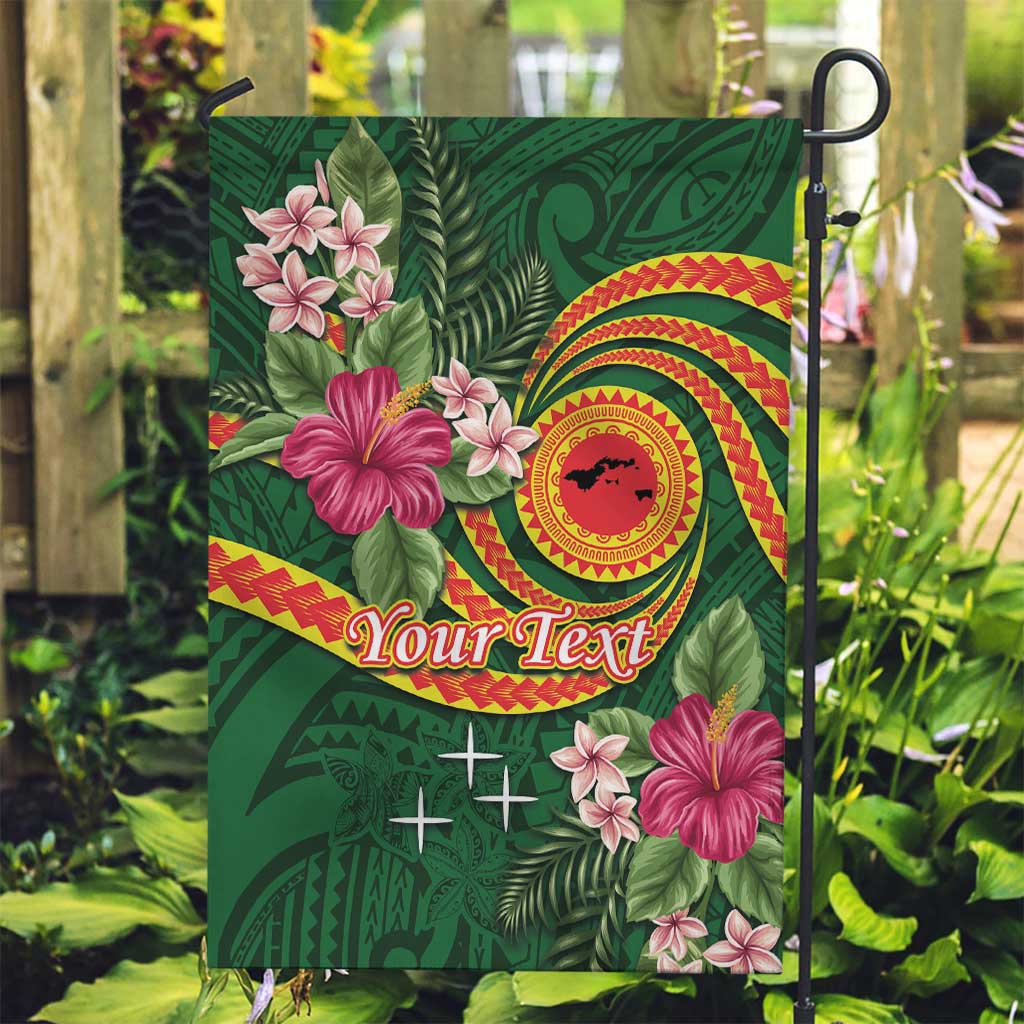 Personalised Manuʻa Islands Garden Flag Polynesian Art Tattoo Style and Tropical Plants LT03 Garden Flag Green - Polynesian Pride