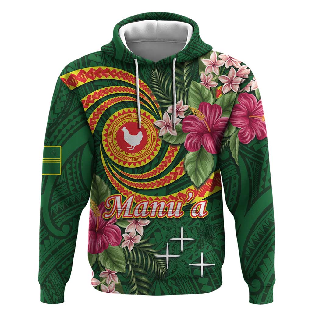 Manuʻa Islands Hoodie Polynesian Art Tattoo Style and Tropical Plants