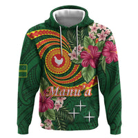 Manuʻa Islands Hoodie Polynesian Art Tattoo Style and Tropical Plants