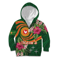 Manuʻa Islands Kid Hoodie Polynesian Art Tattoo Style and Tropical Plants