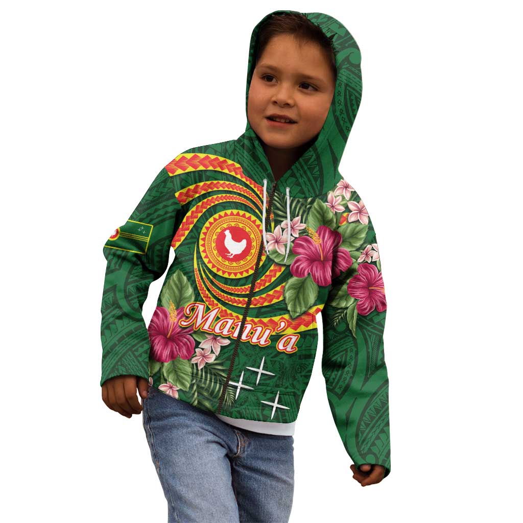 Manuʻa Islands Kid Hoodie Polynesian Art Tattoo Style and Tropical Plants