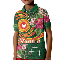 Manuʻa Islands Kid Polo Shirt Polynesian Art Tattoo Style and Tropical Plants