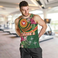 Personalised Manuʻa Islands Men Tank Top Polynesian Art Tattoo Style and Tropical Plants LT03 Green - Polynesian Pride