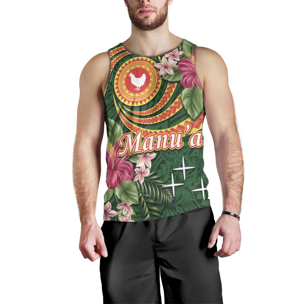 Personalised Manuʻa Islands Men Tank Top Polynesian Art Tattoo Style and Tropical Plants LT03 - Polynesian Pride