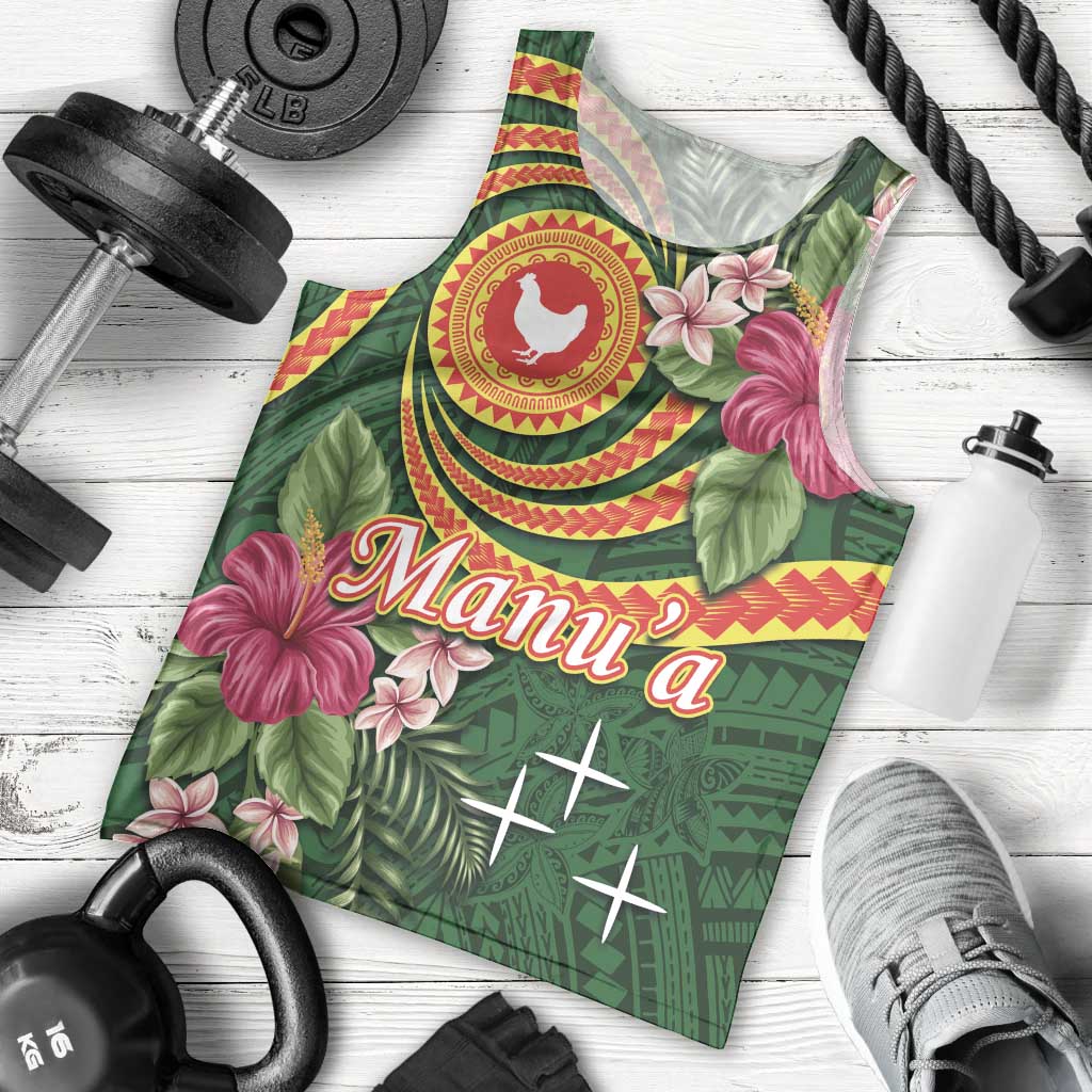 Personalised Manuʻa Islands Men Tank Top Polynesian Art Tattoo Style and Tropical Plants LT03 - Polynesian Pride