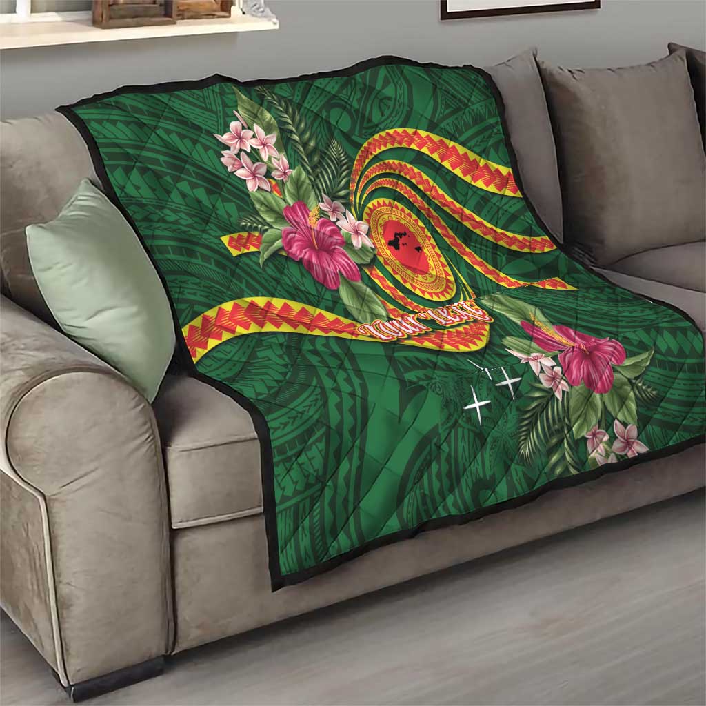 Manuʻa Islands Quilt Polynesian Art Tattoo Style and Tropical Plants