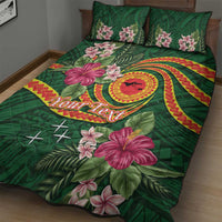 Personalised Manuʻa Islands Quilt Bed Set Polynesian Art Tattoo Style and Tropical Plants LT03 - Polynesian Pride