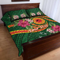 Personalised Manuʻa Islands Quilt Bed Set Polynesian Art Tattoo Style and Tropical Plants LT03 - Polynesian Pride
