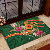Personalised Manuʻa Islands Rubber Doormat Polynesian Art Tattoo Style and Tropical Plants LT03 - Polynesian Pride