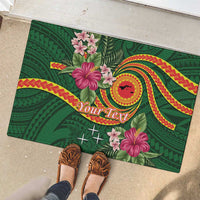 Personalised Manuʻa Islands Rubber Doormat Polynesian Art Tattoo Style and Tropical Plants LT03 - Polynesian Pride