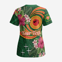 Manuʻa Islands Scrub Top Polynesian Art Tattoo Style and Tropical Plants LT03 - Polynesian Pride