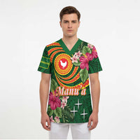 Manuʻa Islands Scrub Top Polynesian Art Tattoo Style and Tropical Plants LT03 - Polynesian Pride