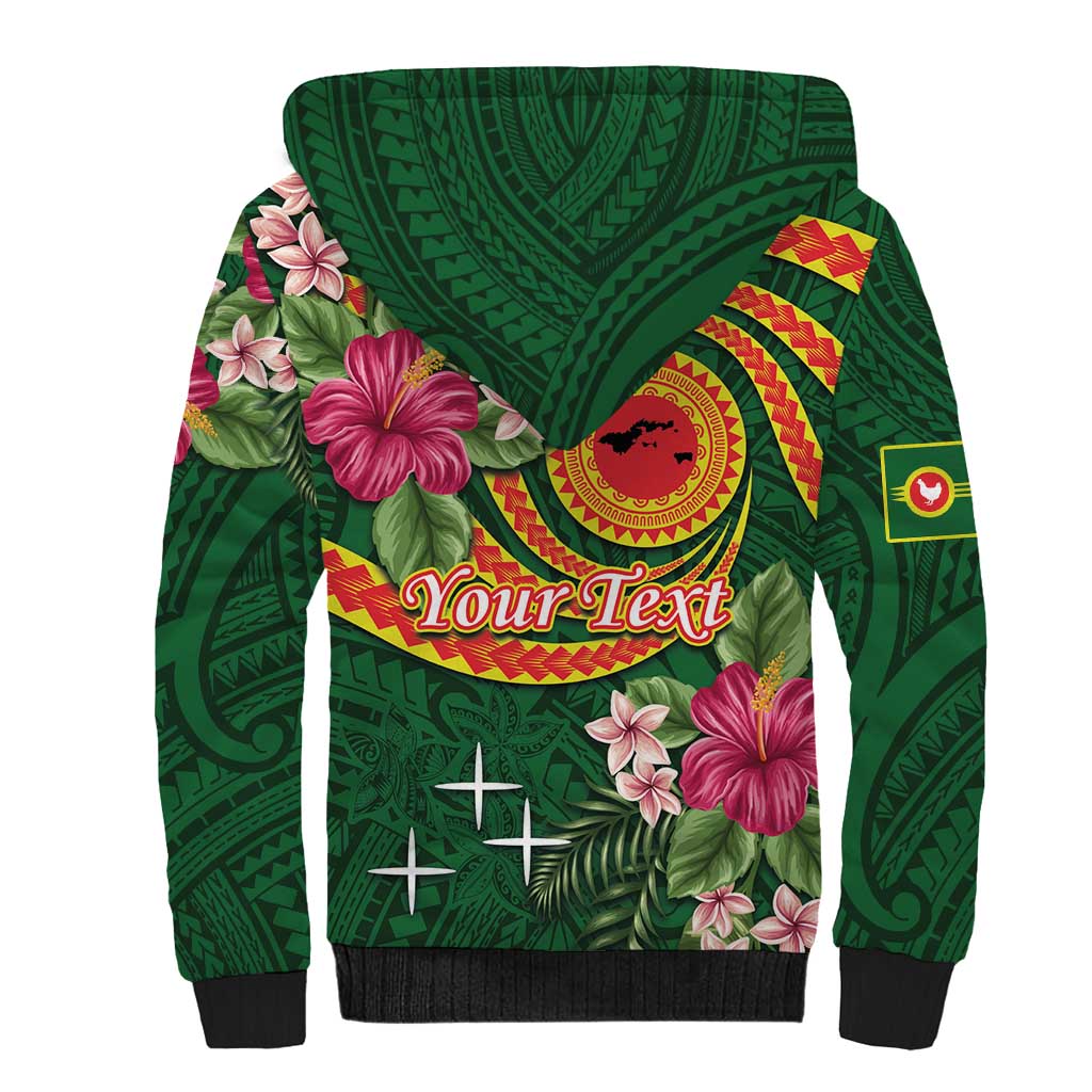 Personalised Manuʻa Islands Sherpa Hoodie Polynesian Art Tattoo Style and Tropical Plants LT03 - Polynesian Pride
