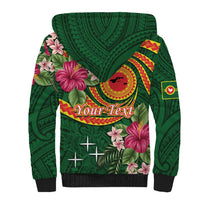Personalised Manuʻa Islands Sherpa Hoodie Polynesian Art Tattoo Style and Tropical Plants LT03 - Polynesian Pride
