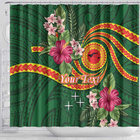 Manuʻa Islands Shower Curtain Polynesian Art Tattoo Style and Tropical Plants