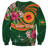 Personalised Manuʻa Islands Sweatshirt Polynesian Art Tattoo Style and Tropical Plants LT03 - Polynesian Pride