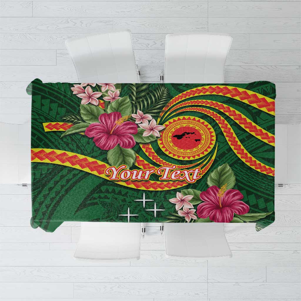 Personalised Manuʻa Islands Tablecloth Polynesian Art Tattoo Style and Tropical Plants LT03 Green - Polynesian Pride