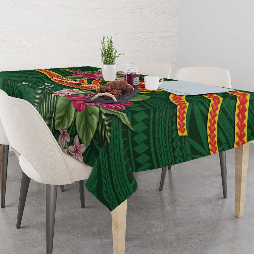 Personalised Manuʻa Islands Tablecloth Polynesian Art Tattoo Style and Tropical Plants LT03 - Polynesian Pride
