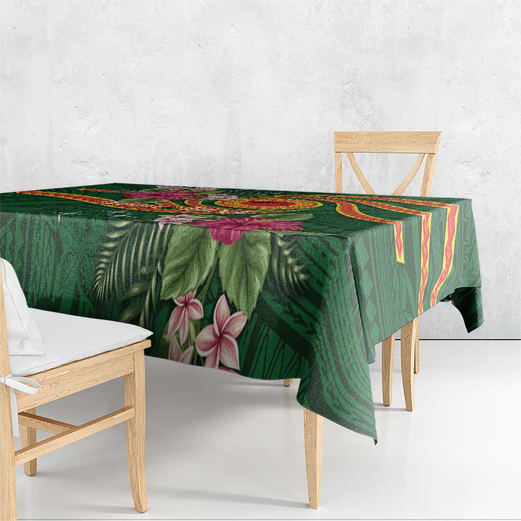Personalised Manuʻa Islands Tablecloth Polynesian Art Tattoo Style and Tropical Plants LT03 - Polynesian Pride