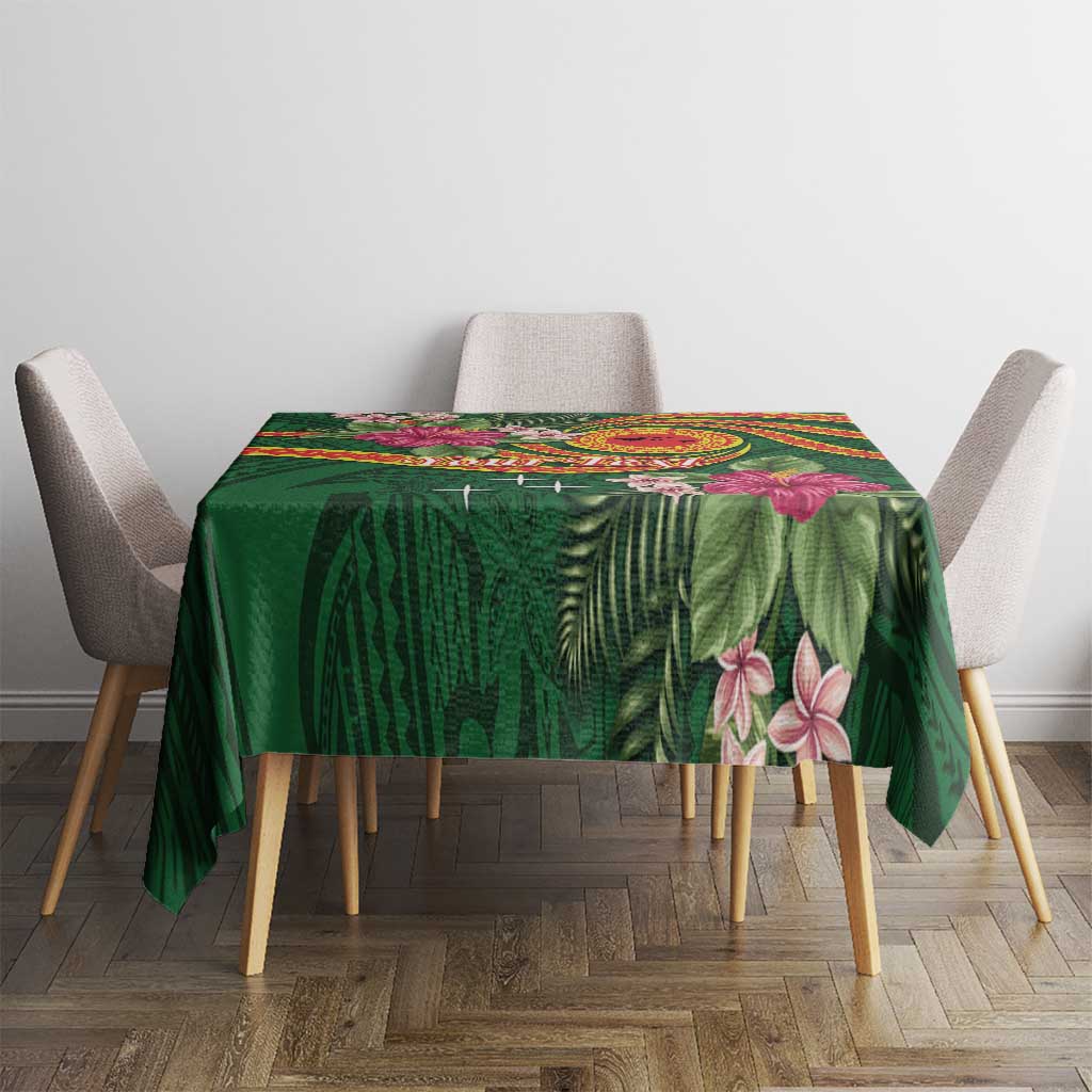 Personalised Manuʻa Islands Tablecloth Polynesian Art Tattoo Style and Tropical Plants LT03 - Polynesian Pride