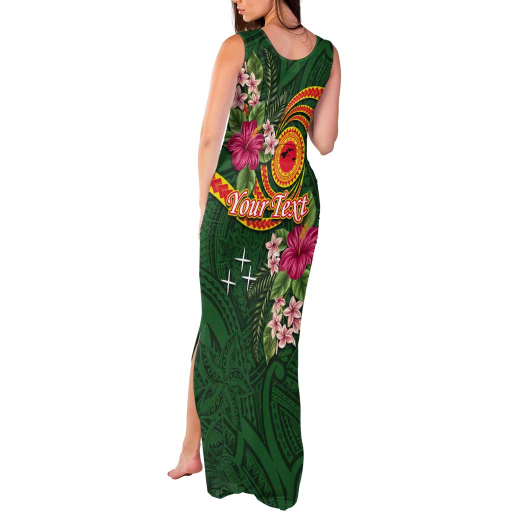 Manuʻa Islands Tank Maxi Dress Polynesian Art Tattoo Style and Tropical Plants