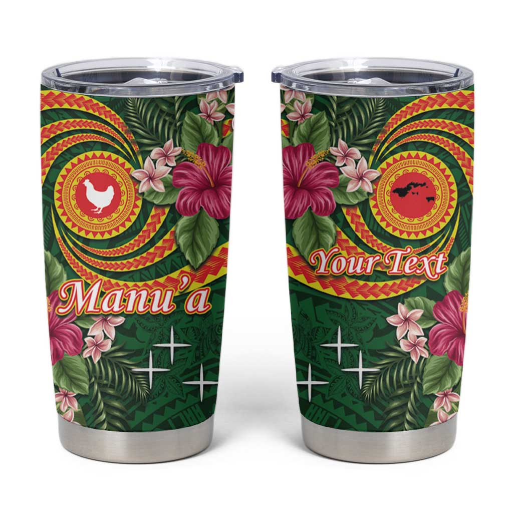 Personalised Manuʻa Tumbler Cup Polynesian Art Tattoo Style and Tropical Plants LT03 Green - Polynesian Pride